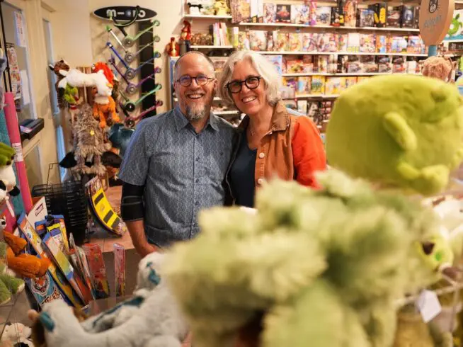 Dean Smith, Joanne Farrugia, co-owners of Princeton toy store